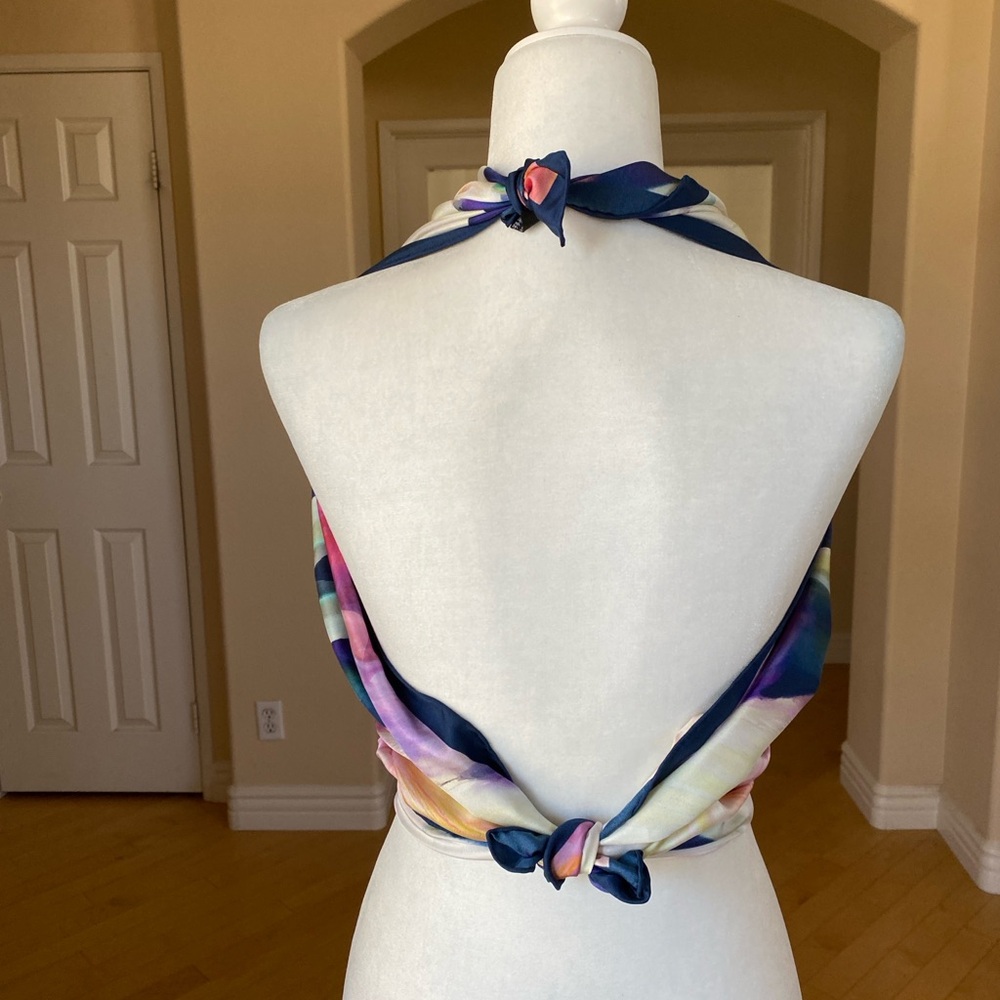 BONUS GIFT Mulberry Silk HANDMADE Vibrant Abstract Colorful Scarf Shawl Wrap - Picture 3 of 13